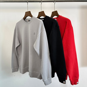 Bape embroidered logo washed and distressed crewneck sweatshirt-5921  